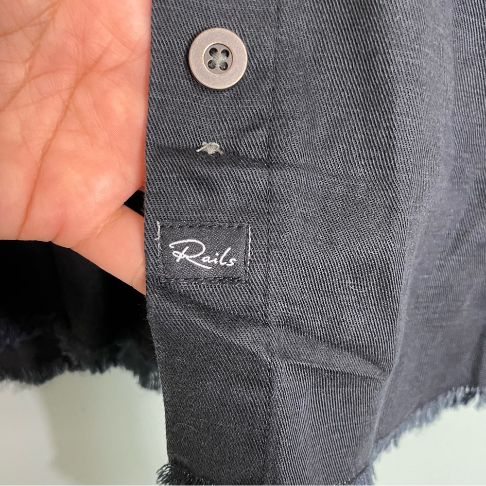 Rails Loren Black Embroidered Stars Black White Women’s Size Small Linen Blend - Picture 9 of 12